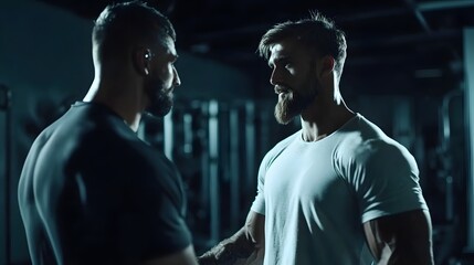 Experienced Trainer Guiding Determined Client in Intense Workout Session