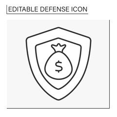  Shield line icon.Banking system. Finance operation. Private account.. Defense concept. Isolated vector illustration. Editable stroke
