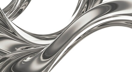 3d Fluid chrome shapes isolated on white background