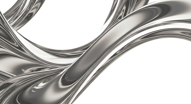 3d Fluid chrome shapes isolated on white background