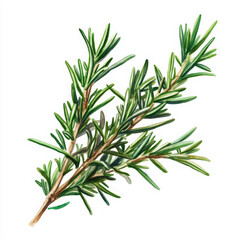Fototapeta premium Watercolor illustration of rosemary sprig, freshly picked and vibrant