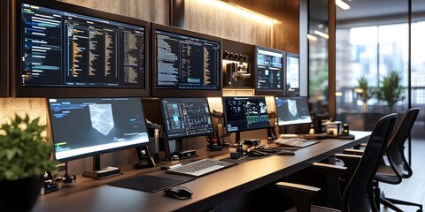 Sophisticated Digital Workspace with Multifunctional Displays Enabling Advanced Analytics and Efficient Productivity