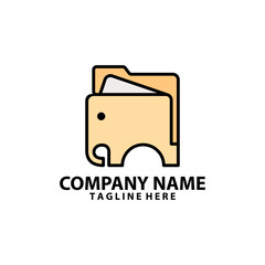 elephant document logo design vector