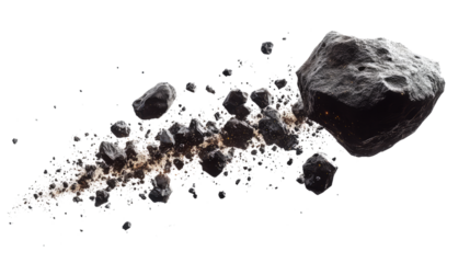 Natural rock and stone fragments on transparent background, cut out. Raw mineral pieces with detailed textures for digital compositing. Perfect for geology, design, and 3D rendering projects