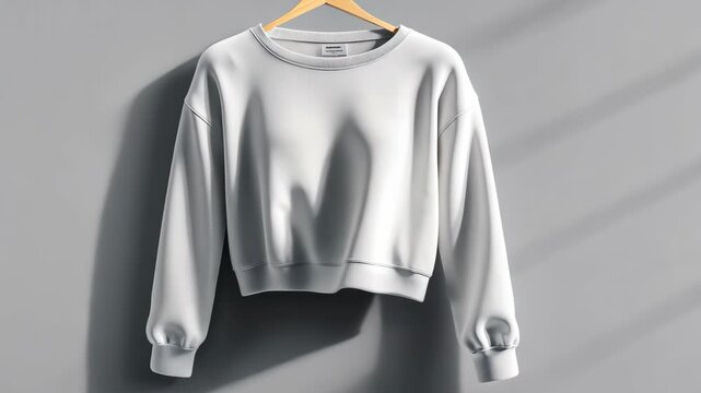 Gray sweatshirt hanging progression with moving shadows on wall