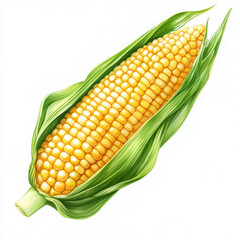 illustration of single corn cob shows realistic, vibrant beauty
