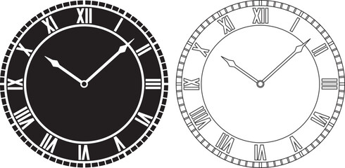 outline silhouette  roman clock icon set