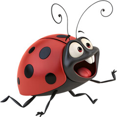 Obraz premium The adorable ladybug cartoon character features bright red and black colors, symbolizing luck and nature. 