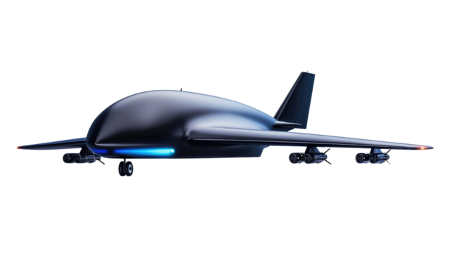 Futuristic Unmanned Aerial Vehicle with Sleek Design and Advanced Technology Features