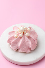 berry marshmallows on a pink background