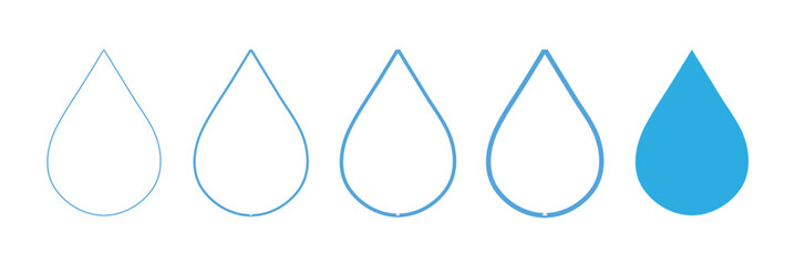Water drop icon set. flat droplet logo shapes collection on white background . vector illustration. 