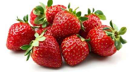Red strawberries isolated on white background