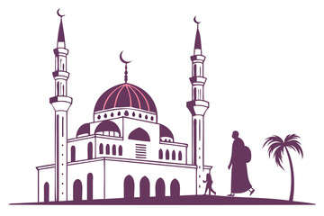Elegant Flat Mosque Illustration | Islamic Vector Silhouette for Design Projects