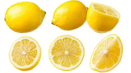 Fototapeta premium Set of whole half and slice of lemon fruit
