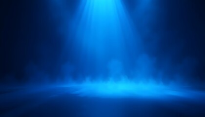 Fototapeta premium Abstract Blue Light Beam with Smoke and Dark Background