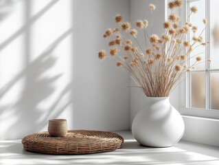 Soft Shadows on White Matte Background with Natural Light