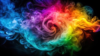 Fototapeta premium Swirling Vortex of Colorful Smoke on Dark Background, vibrant colors