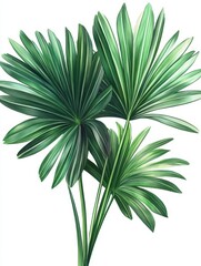 Lush Green Palm Leaves Illustrating Tropical Vibes and Nature's Beauty, Perfect for Home Decor or Environmental Themes in Marketing and Design Projects