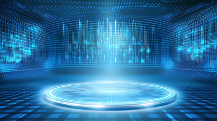 Dynamic digital display showcase virtual environment 3d graphics high-tech space futuristic concept