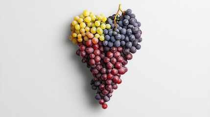 A bunch of grapes is arranged in the shape of a heart