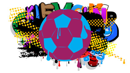 Football Ball graffiti. Abstract modern street art decoration performed in urban painting style.