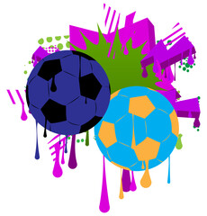 Football Ball graffiti. Abstract modern street art decoration performed in urban painting style.