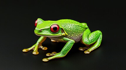 Obraz premium A Green Frog With Striking Red Eyes Resting on a Surface