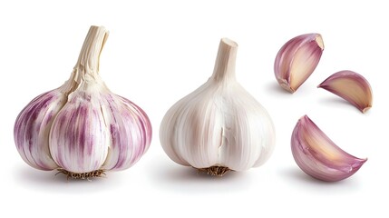 Set of garlic bulb isolated on white background