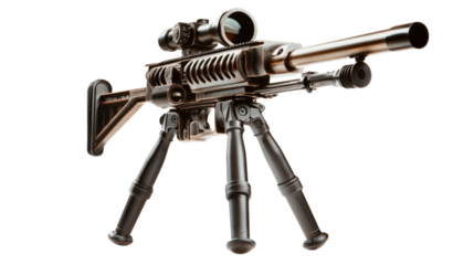 Detailed Image of a Modern Sniper Rifle with Optics and Bipod for Tactical Situations