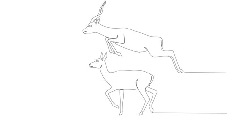 Graceful Antelopes in Motion – Minimalist Line Art