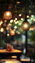 Fototapeta premium Cozy ambient lighting in a lush outdoor setting, creating a warm atmosphere.