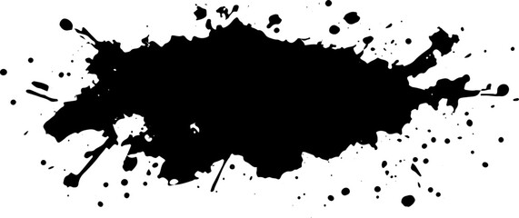 Watercolor ink splashes, black and grey on white background.