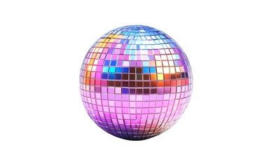 Fototapeta premium Colorful disco ball rotating and reflecting light on transparent background