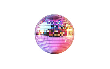 Obraz premium Colorful disco ball rotating and reflecting light on transparent background