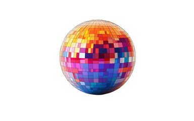 Obraz premium Colorful disco ball rotating and reflecting light on transparent background