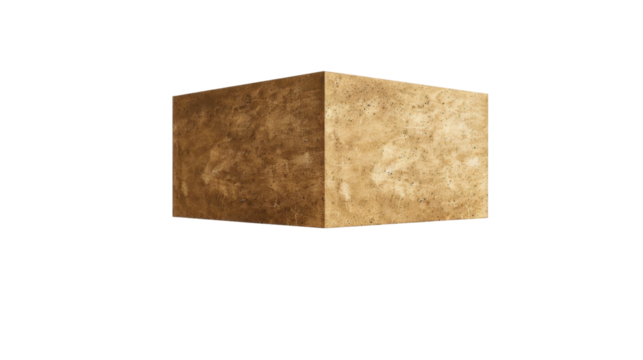 Rotating cube showing soil layers on transparent background