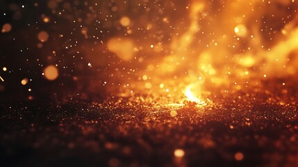 Obraz premium A dynamic display of flames and sparks creating a warm, atmospheric effect.
