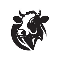 Black and White Cow Head Silhouette 