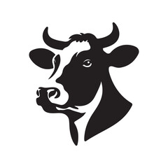 Black and White Cow Head Silhouette 