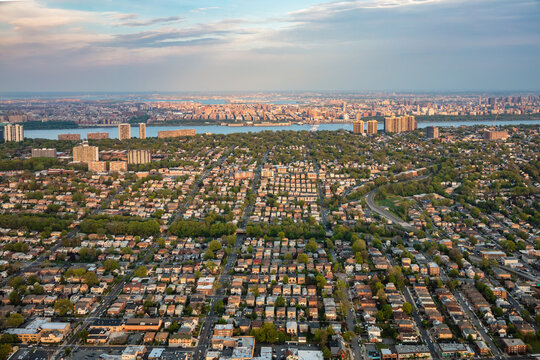 Aerial of Palisades Park and Fort Lee, New Jersey, USA