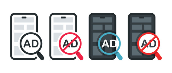Ad blocker on smartphone icon. illustration vector