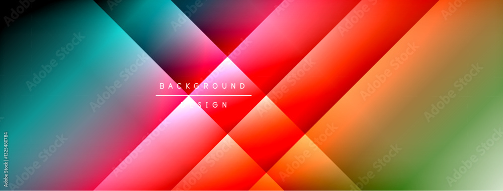 Poster Dynamic shadow lines with gradient colors geometric background