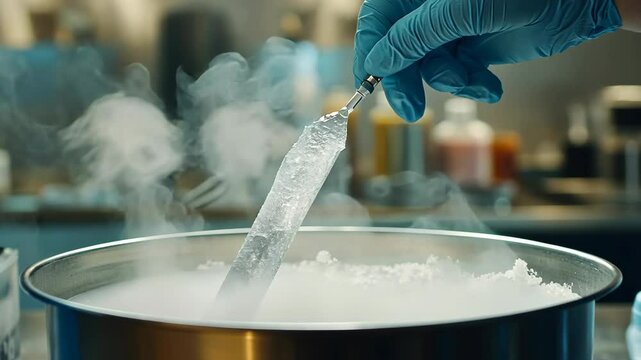 Technique for creating frozen desserts using liquid nitrogen in a modern kitchen environment