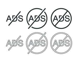 No ads, Block ad icon Illustration vector 