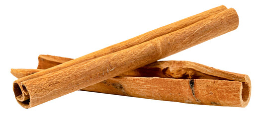 Brown cinnamon sticks isolated.
