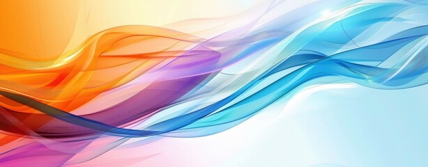 Vibrant abstract background with colorful gradient lines in blue, orange, and purple tones.