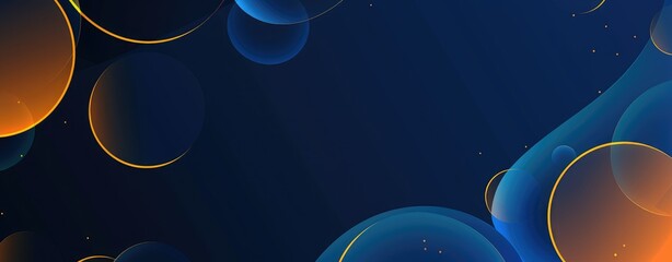 Modern abstract blue and orange gradient background with curved lines and glowing neon effects.