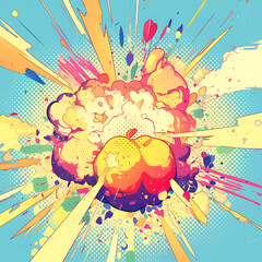 Apple picture cartoon 2D, a beneficial fruit, is used as an illustration for advertising.