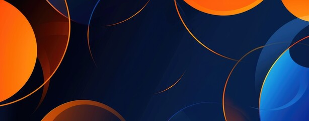 Modern abstract blue and orange gradient background with curved lines and glowing neon effects.