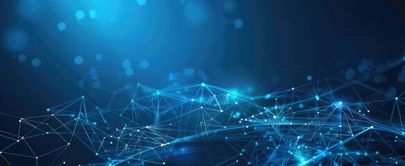 Abstract blue background with geometric shapes and light streaks. Modern technology vector design.